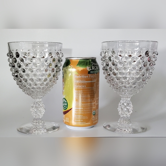 Vntg (2) 10oz Hobnail Clear Delightful Goblets by Duncan & Miller Glass - Picture 13 of 13